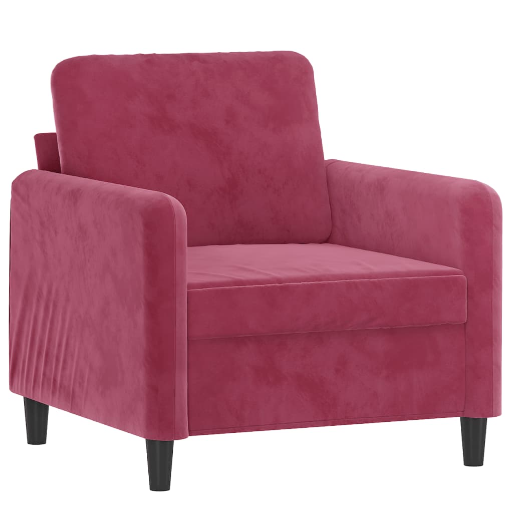 Set di Divani 3 pz Rosso Vino in Velluto | homemem39