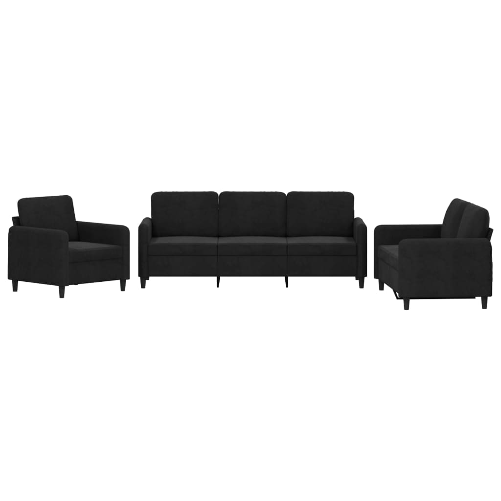 Set di Divani 3 pz Nero in Velluto | homemem39