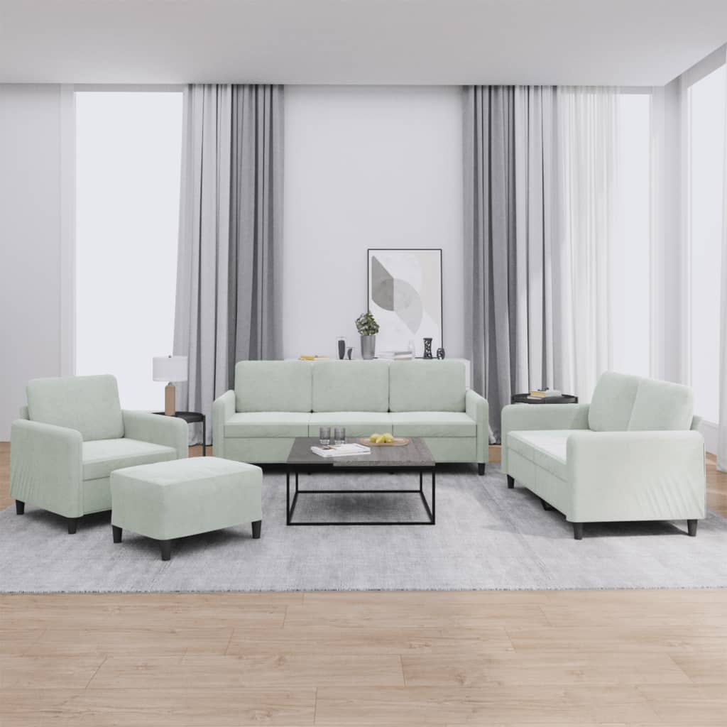 Set di Divani 4 pz Grigio Chiaro in Velluto | homemem39