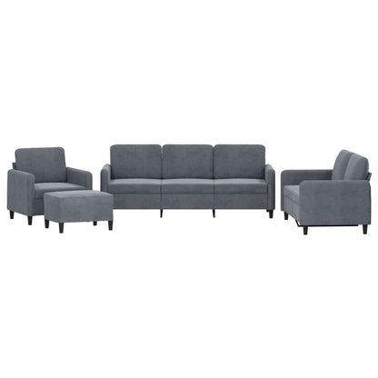 Set di Divani 4 pz Grigio Scuro in Velluto