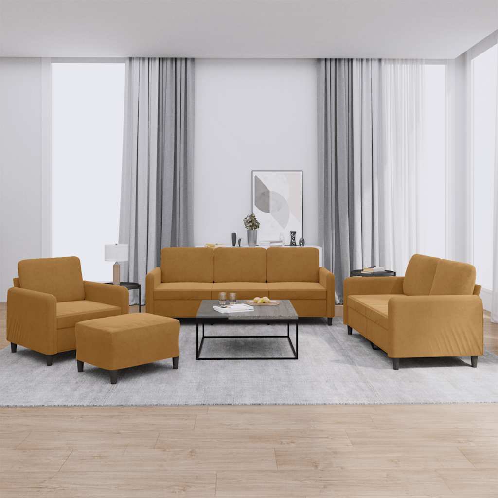 Set di Divani 4 pz Marrone in Velluto | homemem39