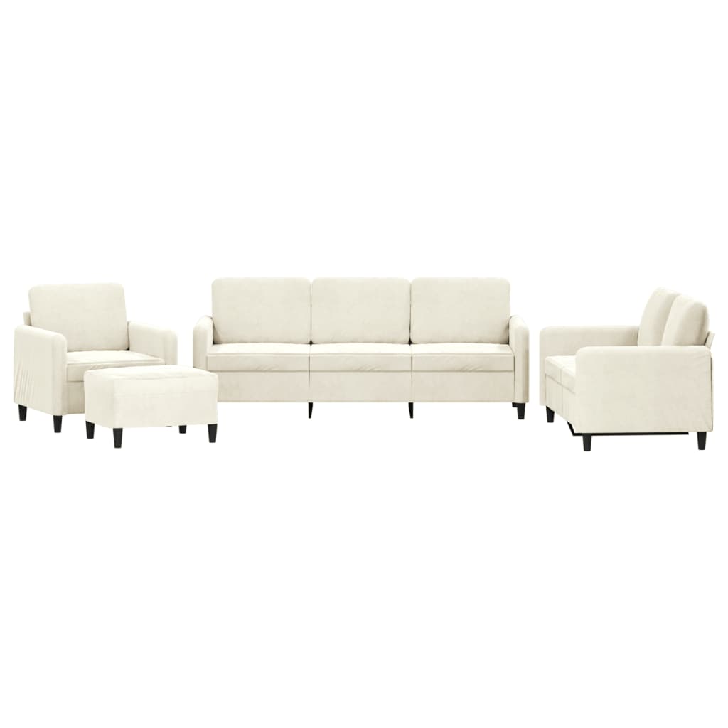 Set di Divani 4 pz Crema in Velluto