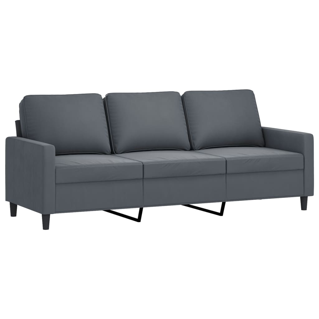 Set di Divani 3 pz con Cuscini Grigio Scuro in Velluto - homemem39