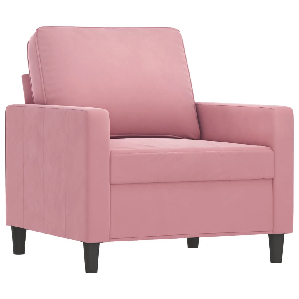 Set di Divani 3 pz con Cuscini Rosa in Velluto - homemem39
