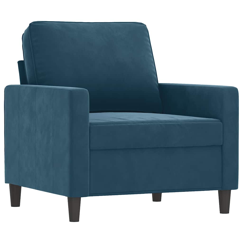 Set di Divani 3 pz con Cuscini Blu in Velluto | homemem39