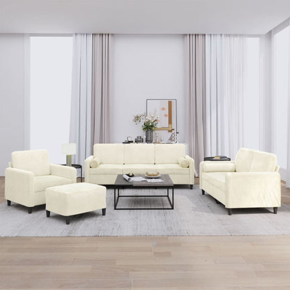 Set di Divani 4 pz con Cuscini Crema in Velluto