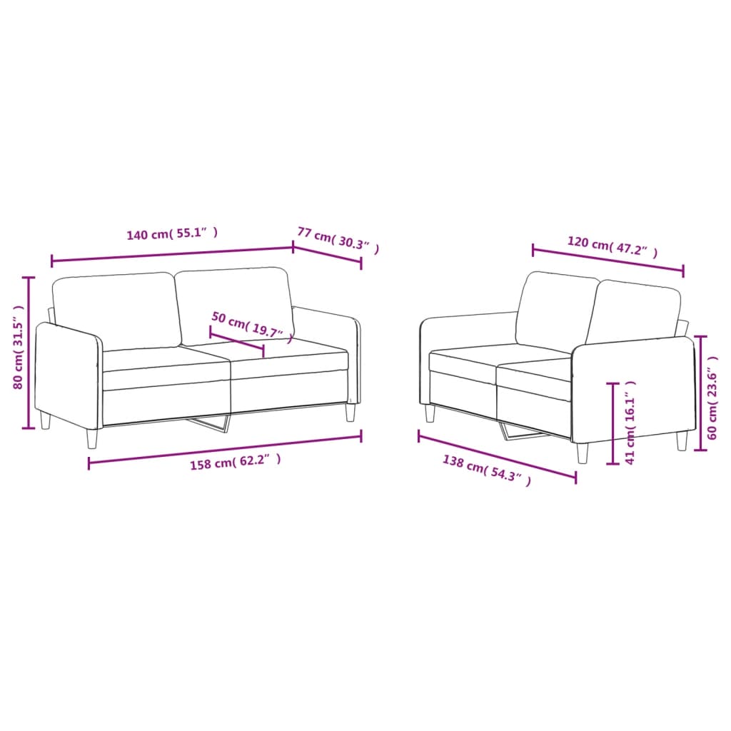 Set di Divani 2 pz Grigio Scuro in Velluto - homemem39