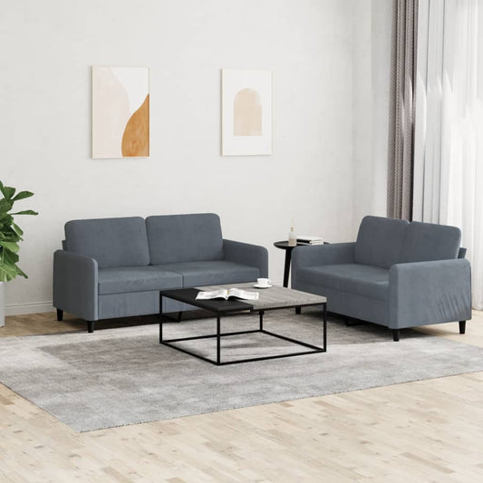 Set di Divani 2 pz Grigio Scuro in Velluto - homemem39