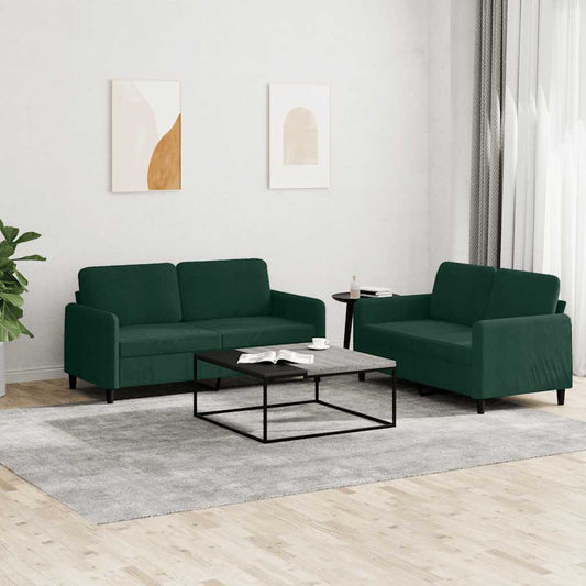 Set di Divani 2 pz Verde Scuro in Velluto | homemem39