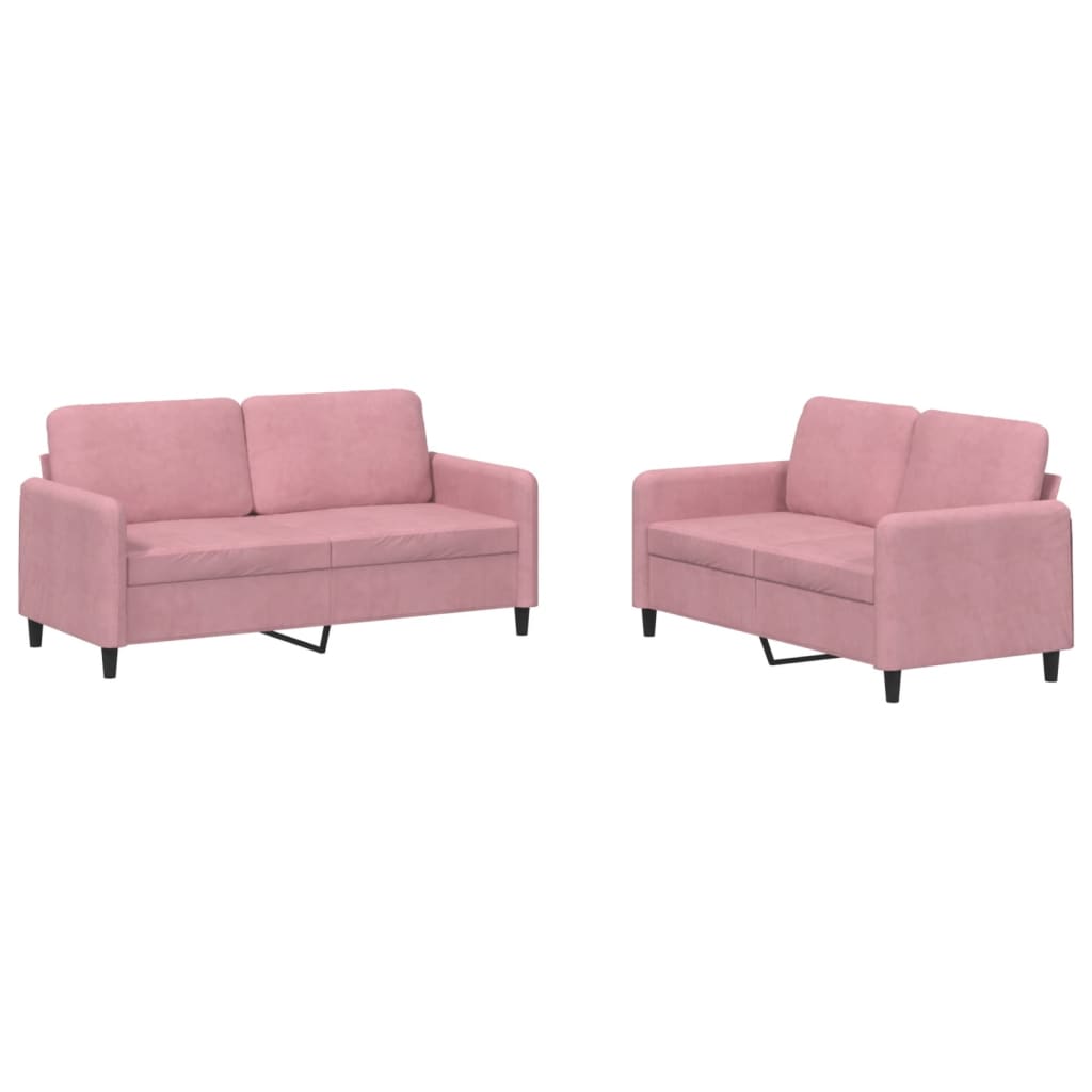 Set di Divani 2 pz Rosa in Velluto | homemem39