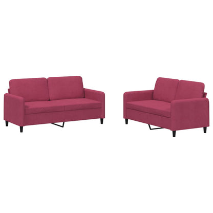 Set di Divani 2 pz Rosso Vino in Velluto - homemem39