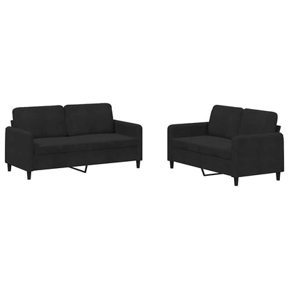 Set di Divani 2 pz Nero in Velluto | homemem39