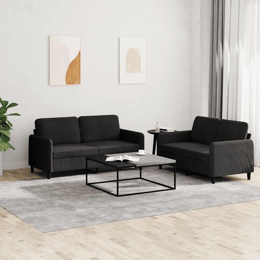 Set di Divani 2 pz Nero in Velluto | homemem39