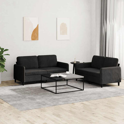 Set di Divani 2 pz Nero in Velluto | homemem39