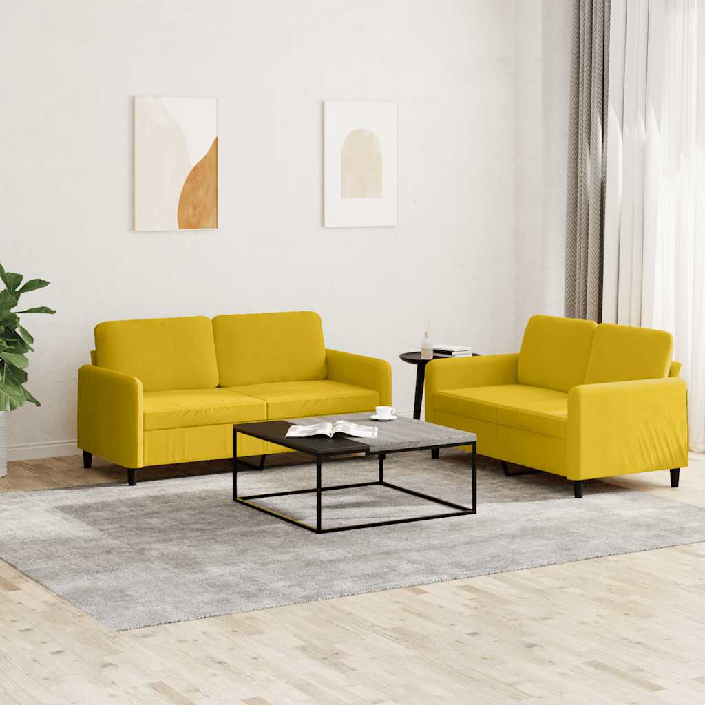 Set di Divani 2 pz Giallo in Velluto | homemem39