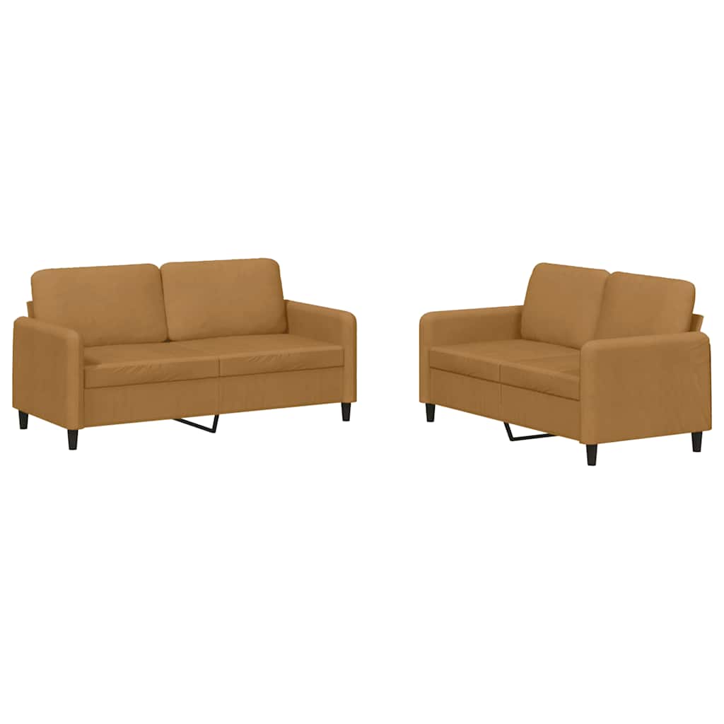 Set di Divani 2 pz Marrone in Velluto | homemem39