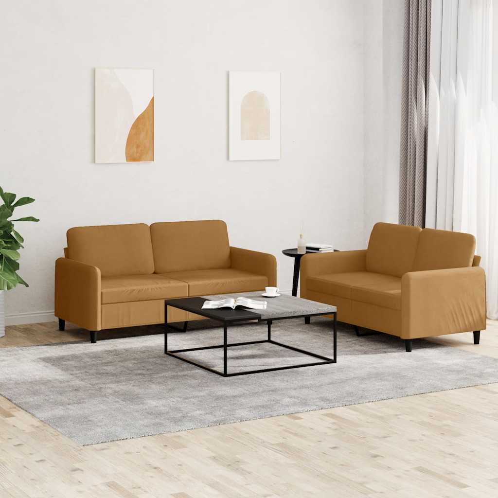 Set di Divani 2 pz Marrone in Velluto | homemem39