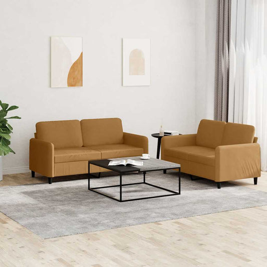 Set di Divani 2 pz Marrone in Velluto | homemem39