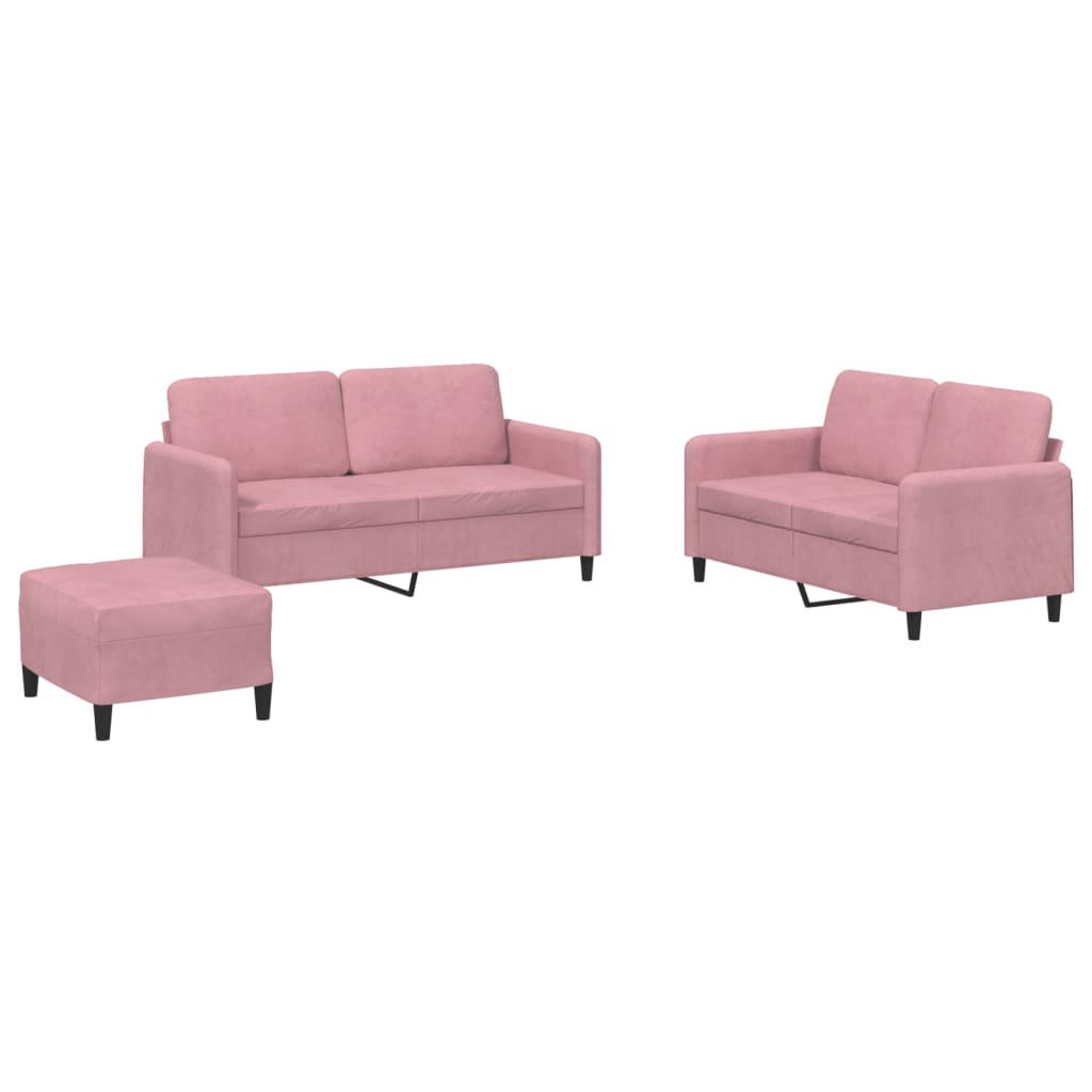 Set di Divani 3 pz Rosa in Velluto | homemem39