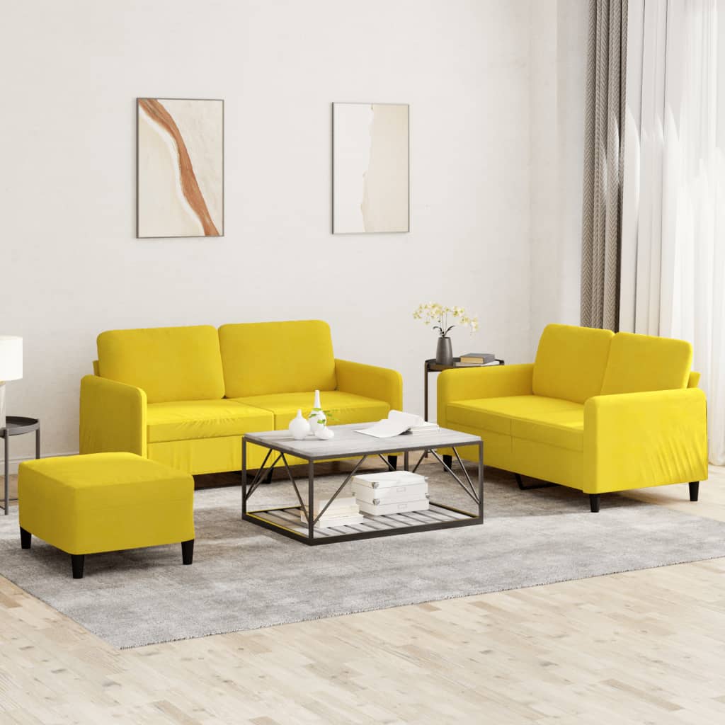 Set di Divani 3 pz Giallo in Velluto - homemem39