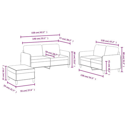Set di Divani 3 pz Marrone in Velluto | homemem39