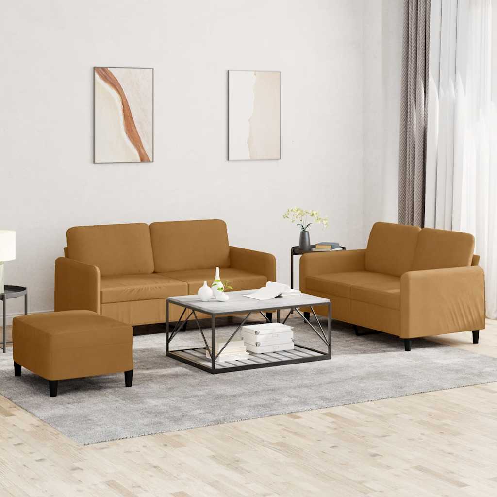 Set di Divani 3 pz Marrone in Velluto | homemem39