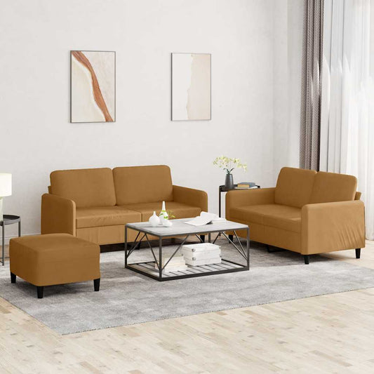 Set di Divani 3 pz Marrone in Velluto | homemem39