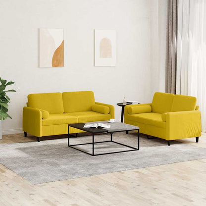 Set di Divani 2 pz con Cuscini Giallo in Velluto | homemem39