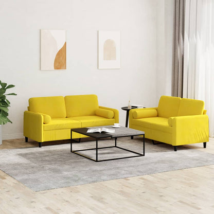 Set di Divani 2 pz con Cuscini Giallo in Velluto - homemem39