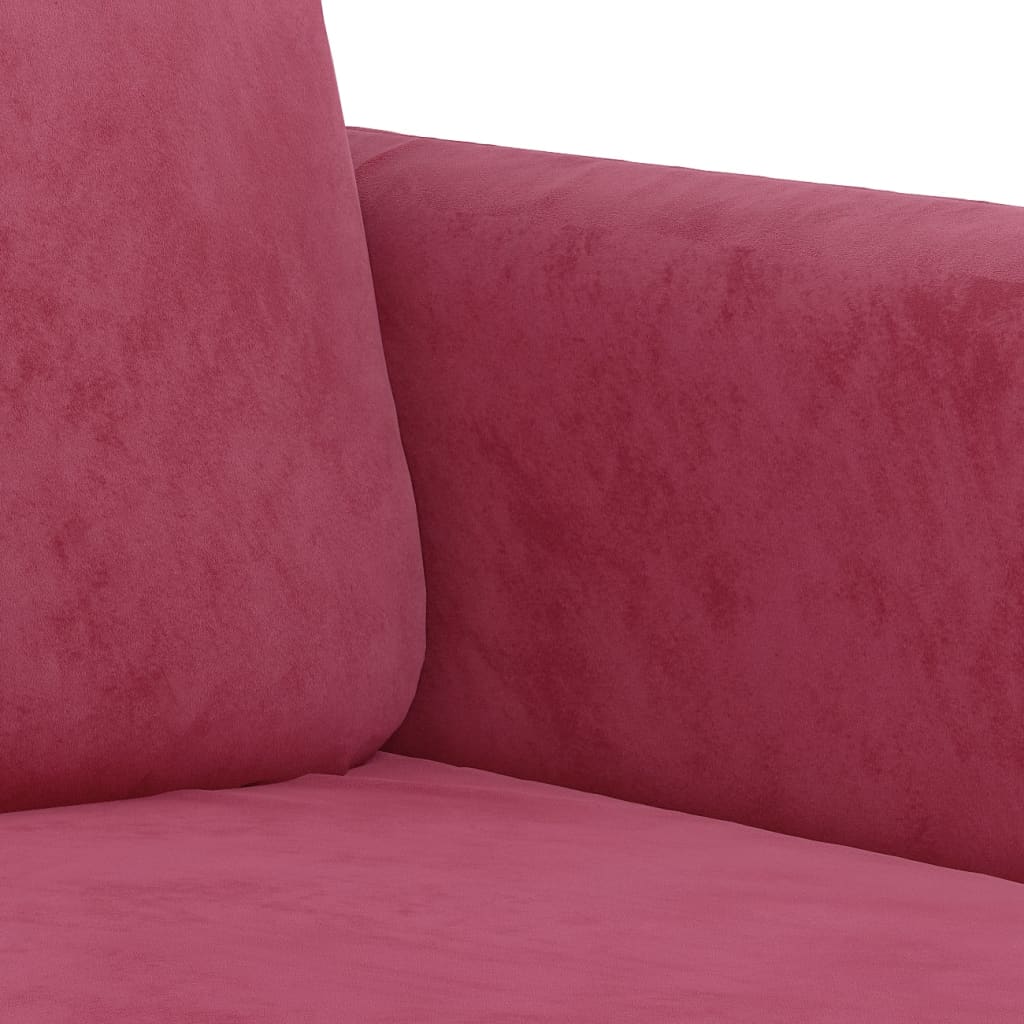Set di Divani 3 pz con Cuscini Rosso Vino in Velluto | homemem39