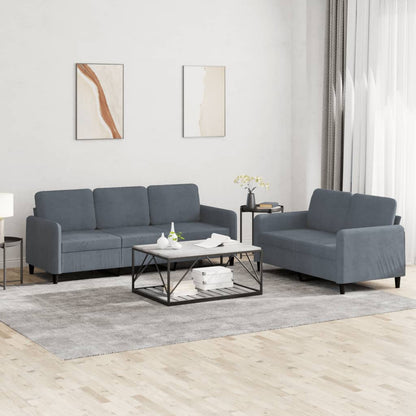 Set di Divani 2 pz Grigio Scuro in Velluto - homemem39