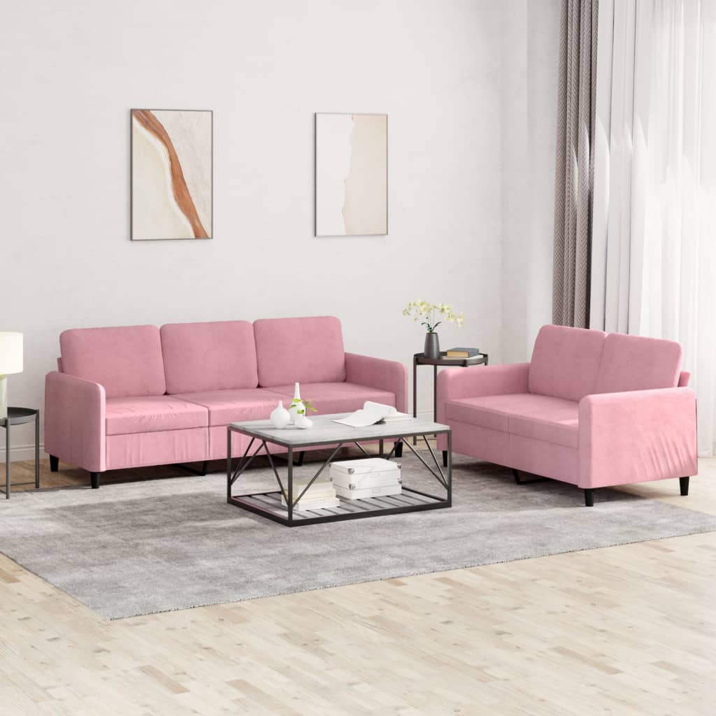 Set di Divani 2 pz Rosa in Velluto | homemem39