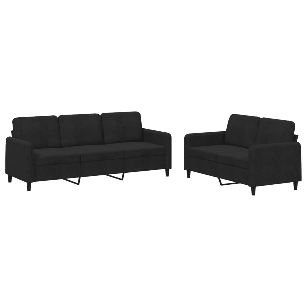 Set di Divani 2 pz Nero in Velluto | homemem39
