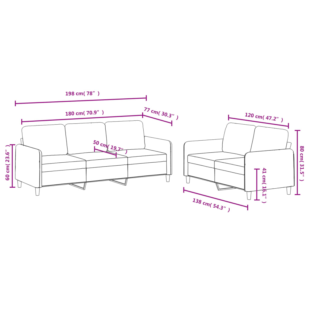 Set di Divani 2 pz Nero in Velluto | homemem39