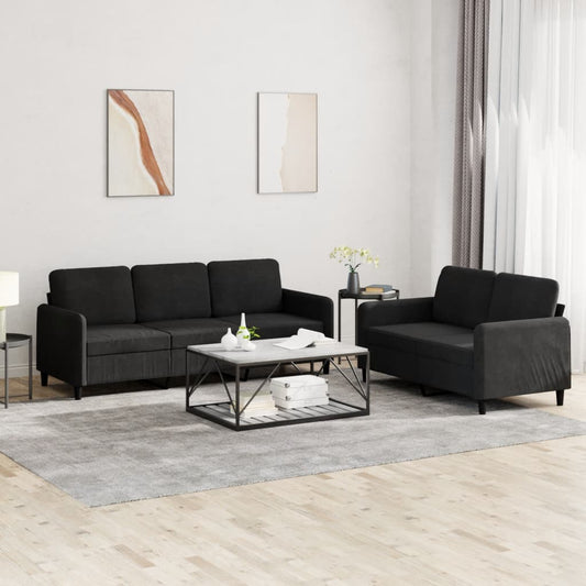 Set di Divani 2 pz Nero in Velluto | homemem39