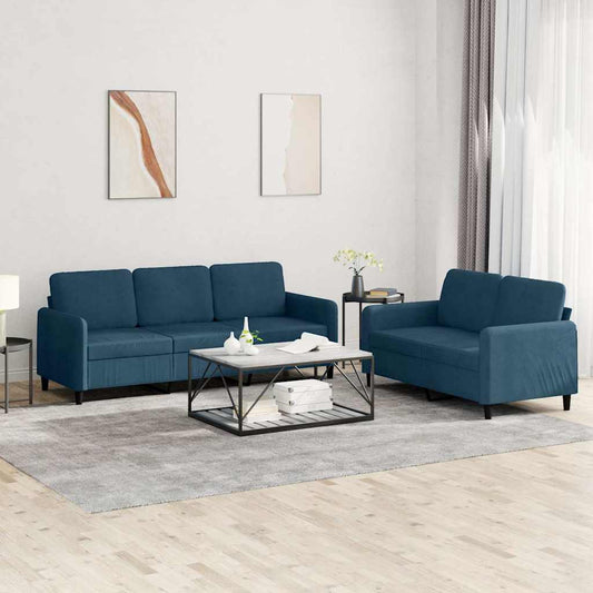 Set di Divani 2 pz Blu in Velluto | homemem39