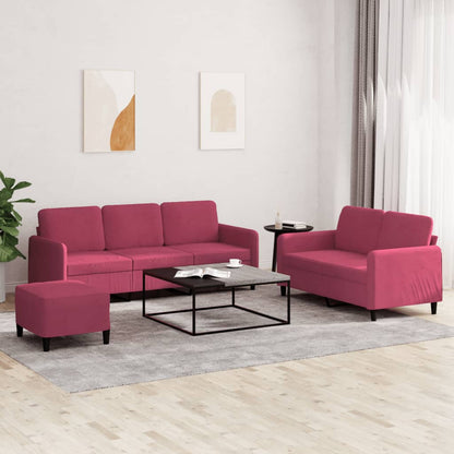 Set di Divani 3 pz Rosso Vino in Velluto | homemem39
