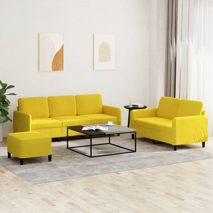 Set di Divani 3 pz Giallo in Velluto