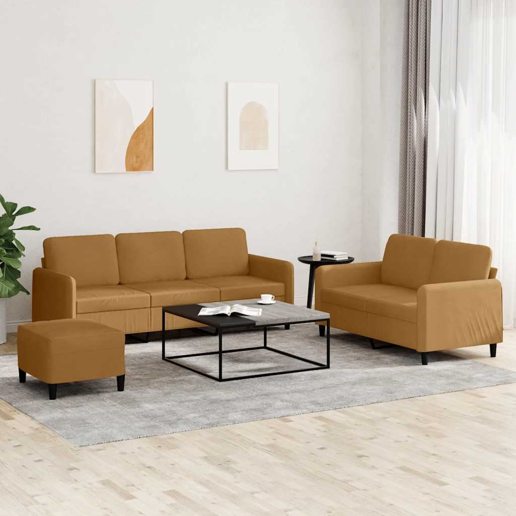 Set di Divani 3 pz Marrone in Velluto | homemem39