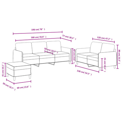 Set di Divani 3 pz Crema in Velluto