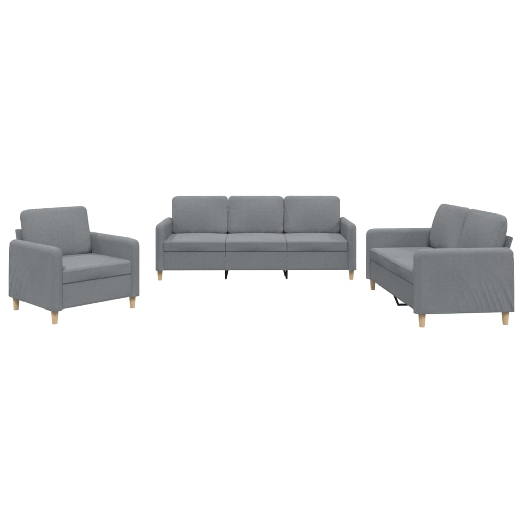 Set di Divani 3 pz con Cuscini Grigio Chiaro in Tessuto | homemem39