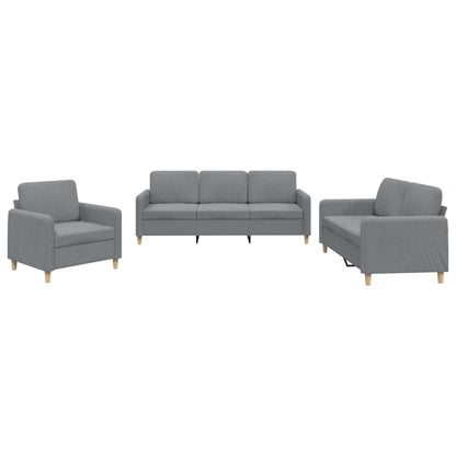 Set di Divani 3 pz con Cuscini Grigio Chiaro in Tessuto | homemem39