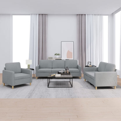 Set di Divani 3 pz con Cuscini Grigio Chiaro in Tessuto | homemem39