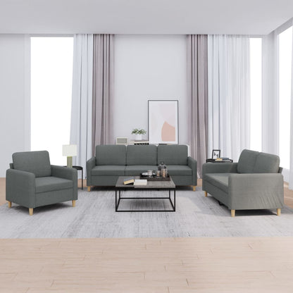 Set di Divani 3 pz con Cuscini Grigio Scuro in Tessuto | homemem39
