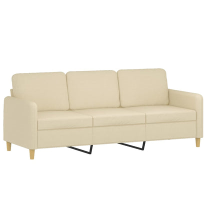 Set di Divani 3 pz con Cuscini Crema in Tessuto