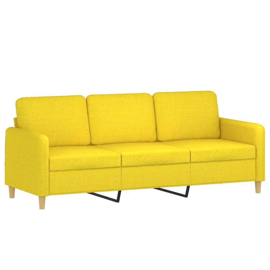 Set di Divani 3 pz con Cuscini Giallo Chiaro in Tessuto - homemem39
