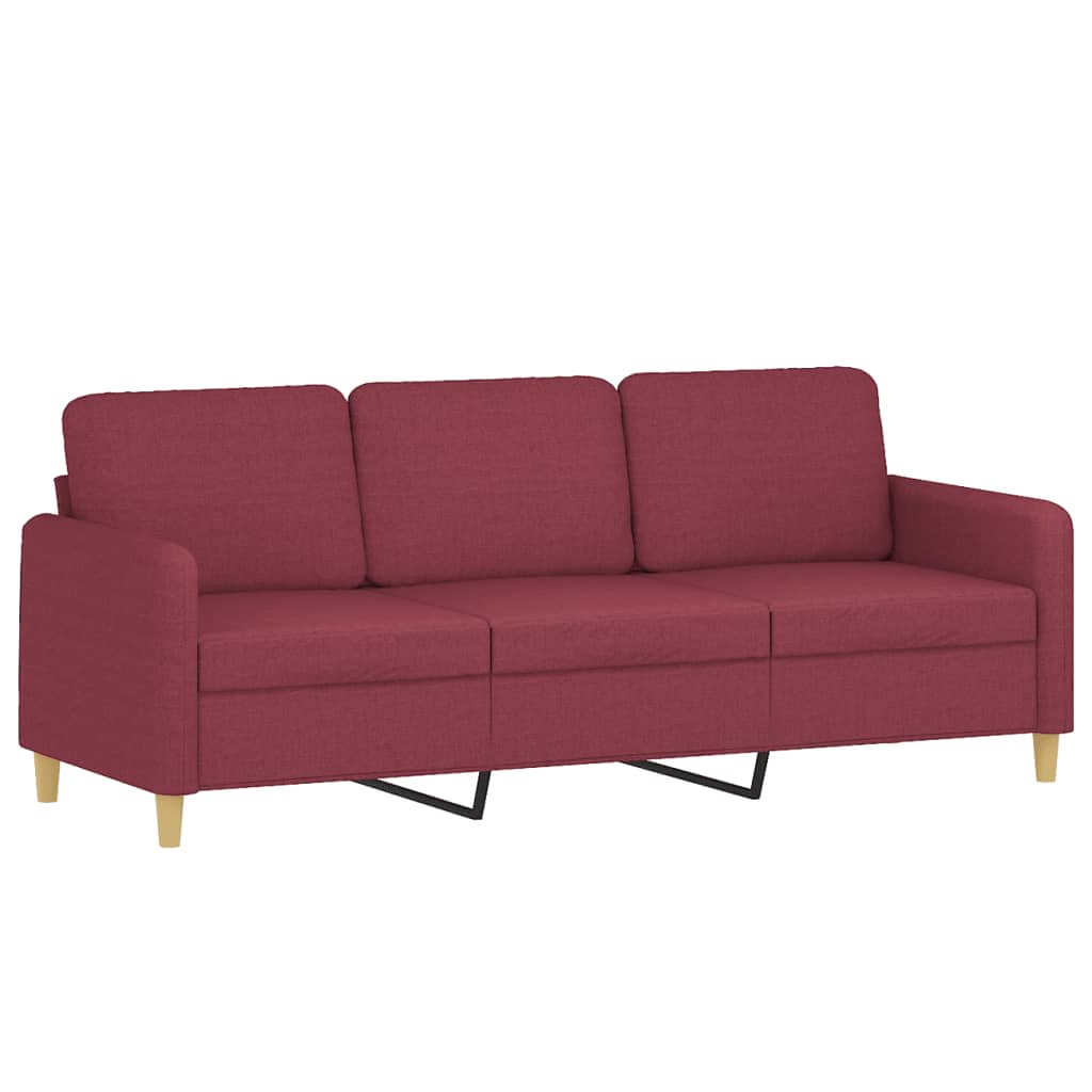 Set di Divani 3 pz con Cuscini Rosso Vino in Tessuto | homemem39