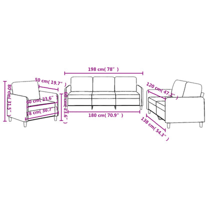 Set di Divani 3 pz con Cuscini Tortora in Tessuto - homemem39