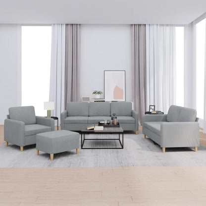 Set di Divani 4 pz con Cuscini Grigio Chiaro in Tessuto | homemem39