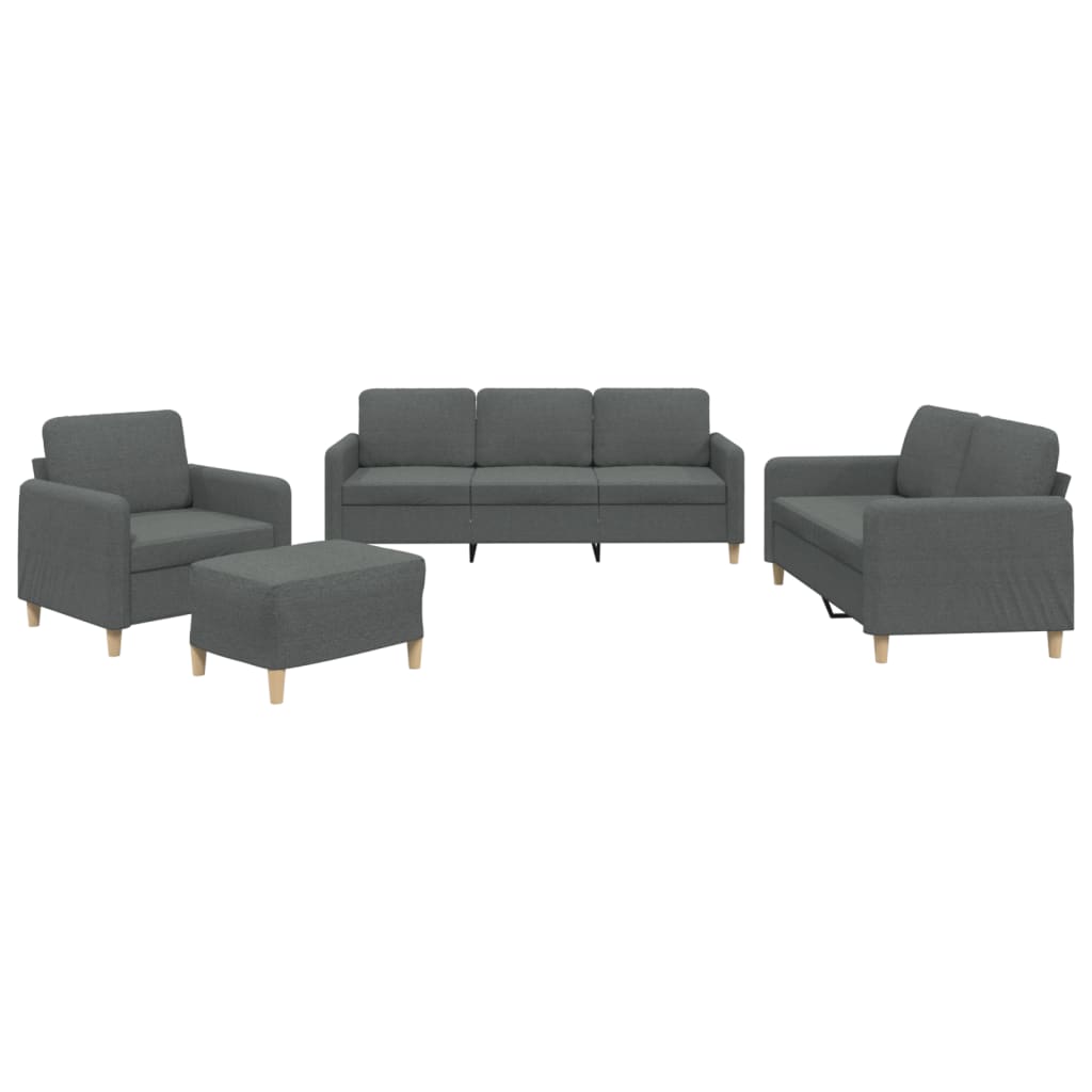Set di Divani 4 pz con Cuscini Grigio Scuro in Tessuto | homemem39